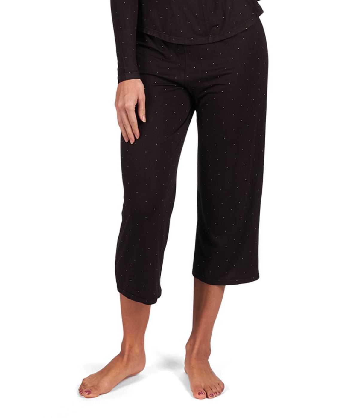 Women's Allover Polka Dot Bamboo Blend Capri Pants Black
