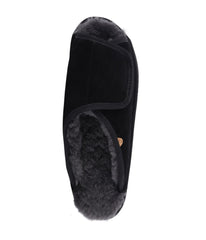 Men's Suede wrap slide with sheepskin lining Black