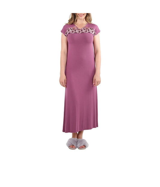 Women's Enchanted Romance Floral Accent Embroidered Nightgown Tulipwood