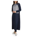 Women's Modest Soft Nursing Gown with Lace Accents Midnight Navy