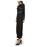 Women's Gold Foil Accent Button-Down Long Nightgown Black