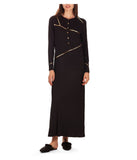 Women's Gold Foil Accent Button-Down Long Nightgown Black