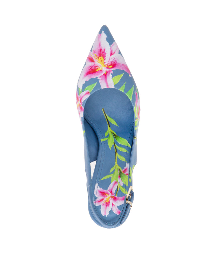 CONICA Floral Print Stiletto High Heel Pump Ladies Sandals SKY BLUE