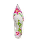 CONICA Floral Print Stiletto High Heel Pump Ladies Sandals WHITE