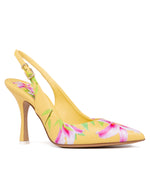 CONICA Floral Print Stiletto High Heel Pump Ladies Sandals YELLOW