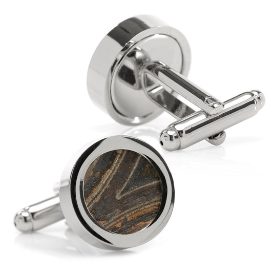 Car Engine Gasket Cufflinks in Black and Silver