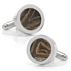 Car Engine Gasket Cufflinks in Black and Silver