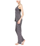 Women's Lace Trim Animal Print Lightweight Cami Pajama Set Animal Print