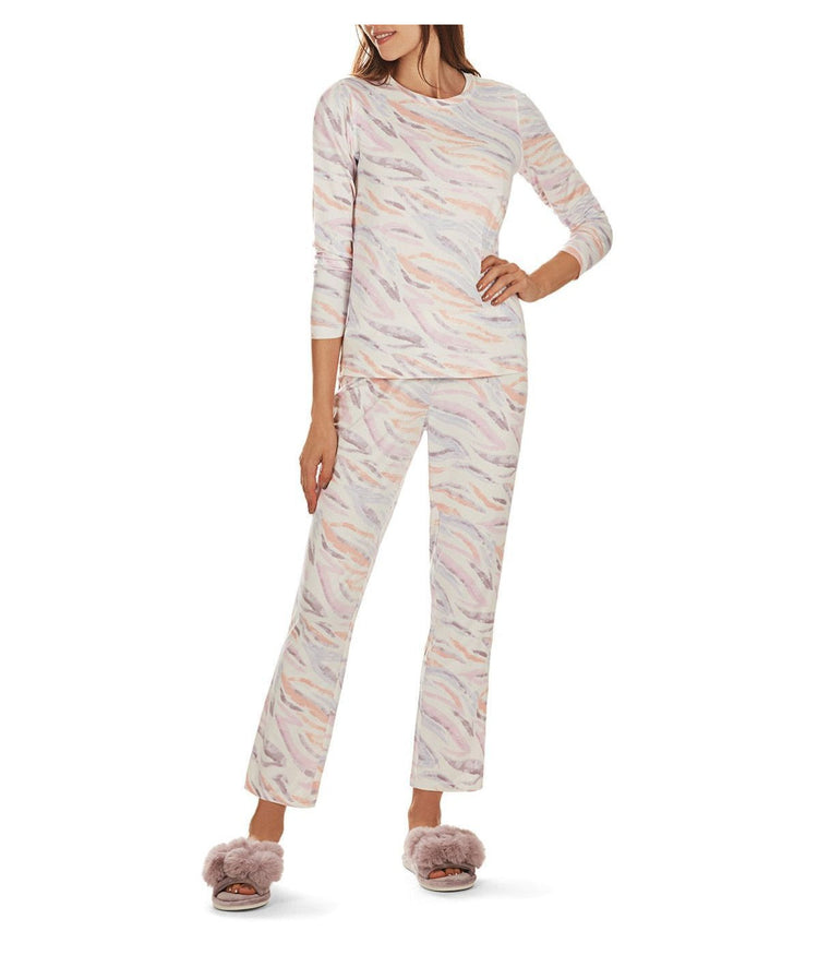 Women's Zebra Notch Collar Cotton Blend Pajama Set