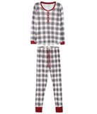2 Piece Women's Ultra-Soft Plaid Matching Pajama Set Ivory