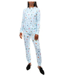 2 Piece Women's Campfire Fun Cotton Blend Pajama Set Sky Blue