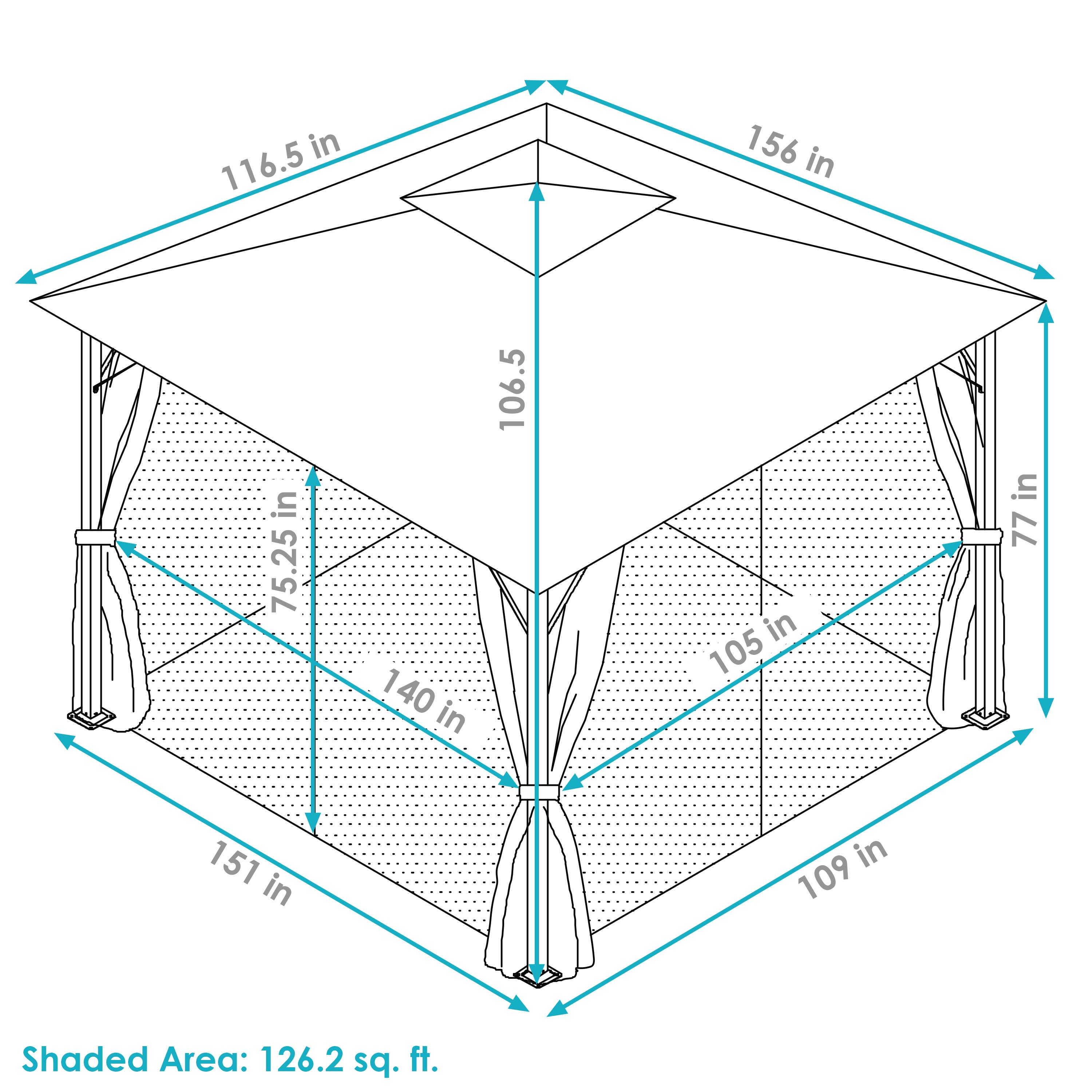  Sunnydaze Decor Soft Top Rectangle Gazebo 10' x 13' - Gray - Bonton