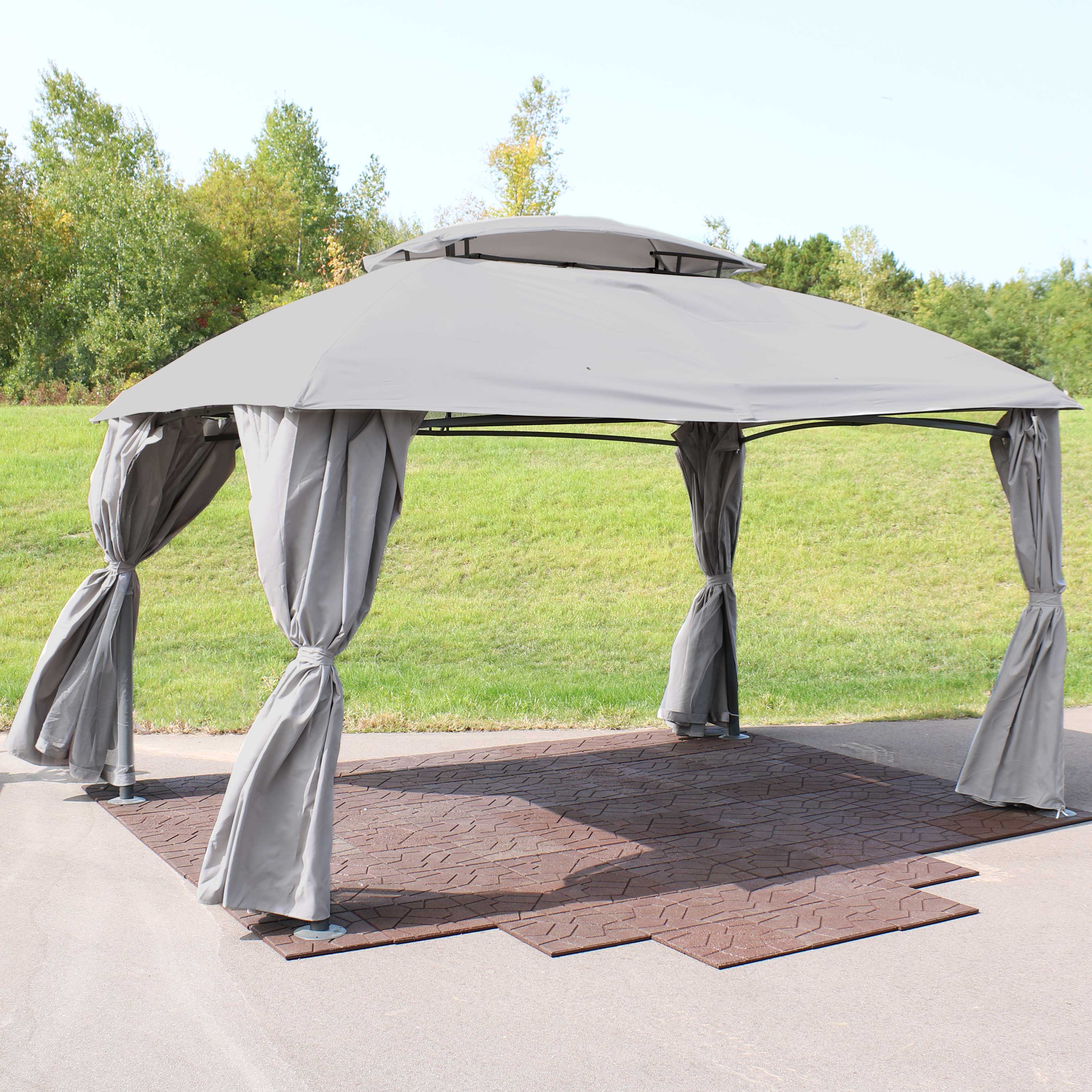  Sunnydaze Decor Soft Top Rectangle Gazebo 10' x 13' - Tan - Bonton