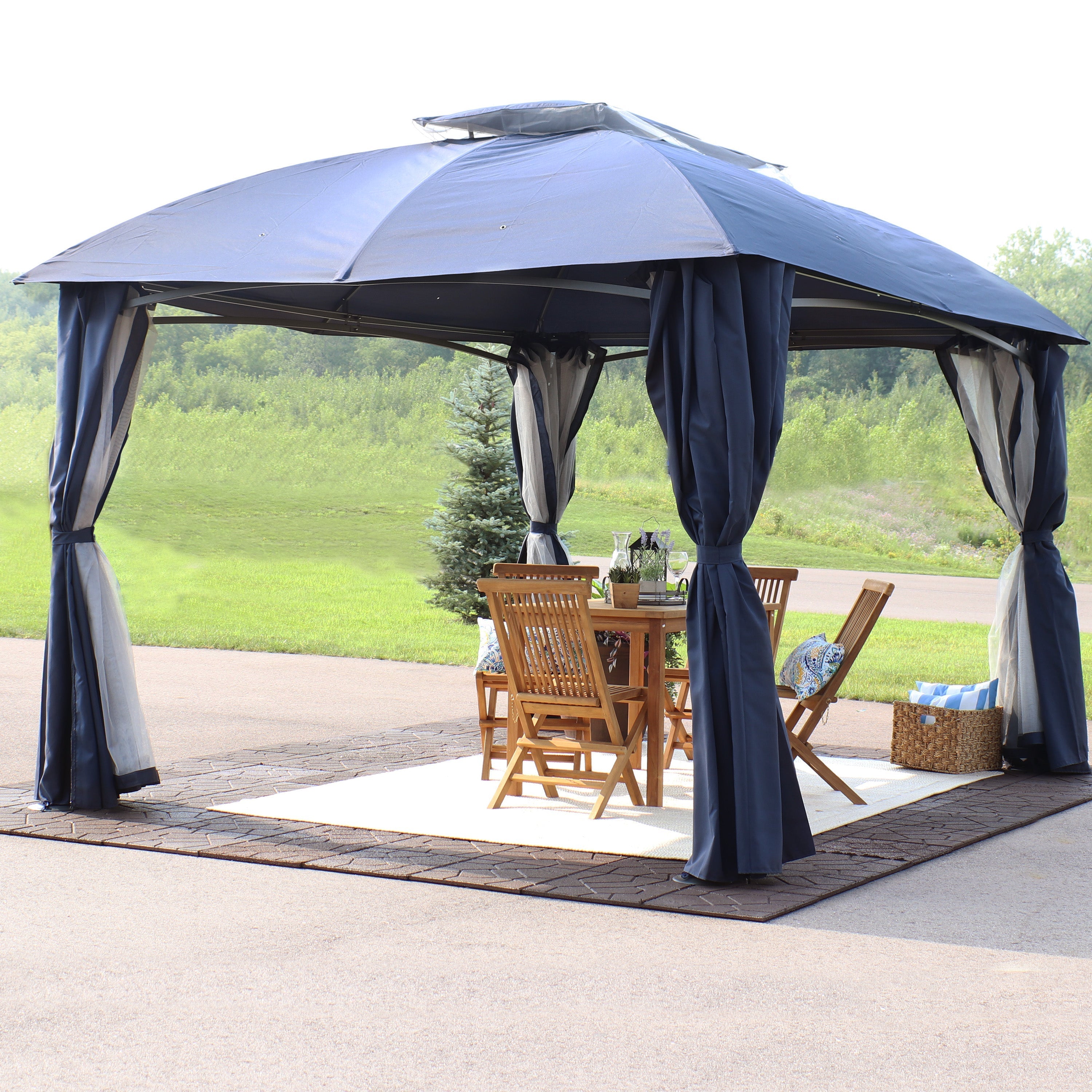  Sunnydaze Decor Soft Top Rectangle Gazebo 10' x 13' - Tan - Bonton