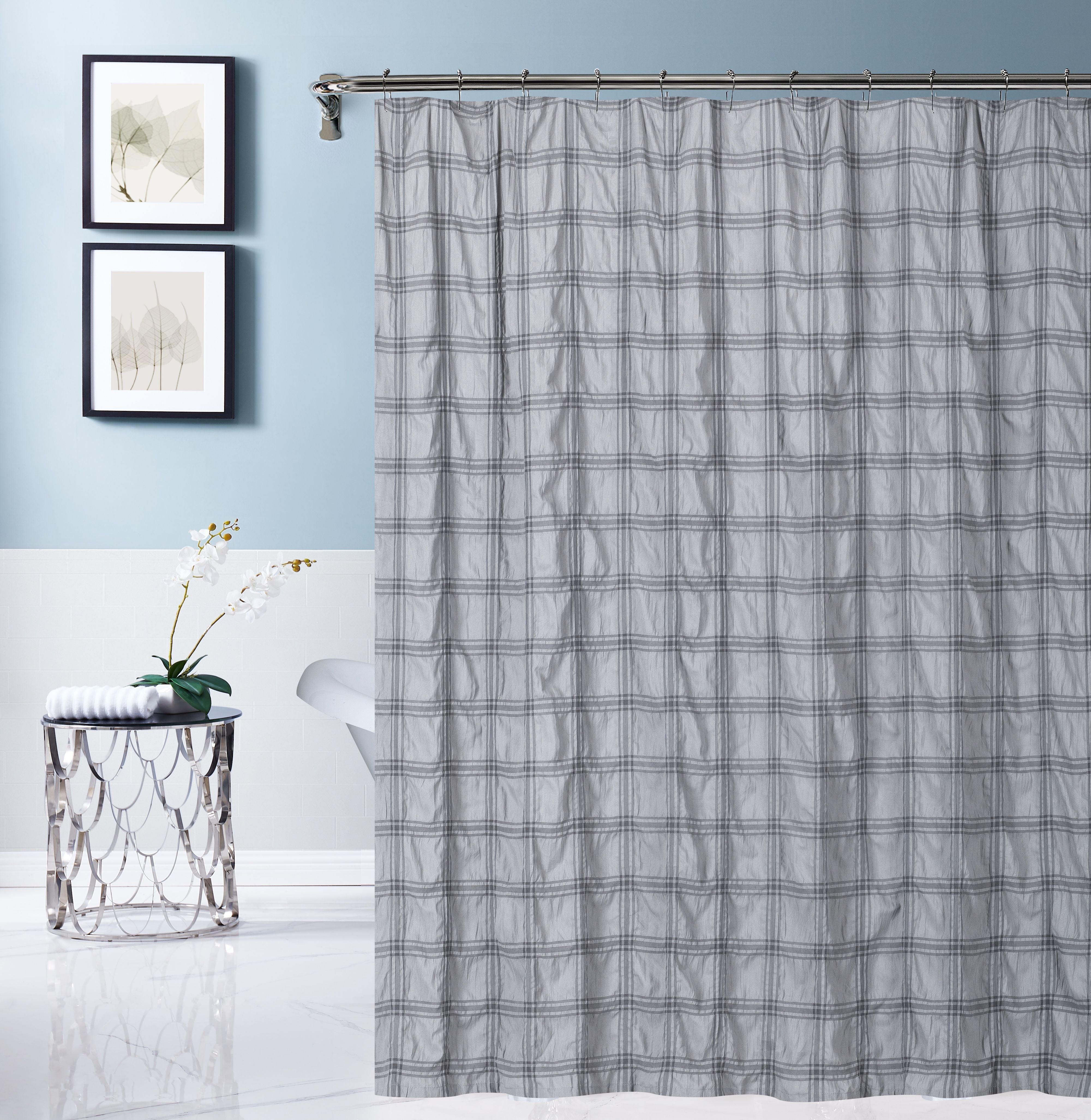  Dainty Home Crinkle Shower Curtain - Grey - Bonton