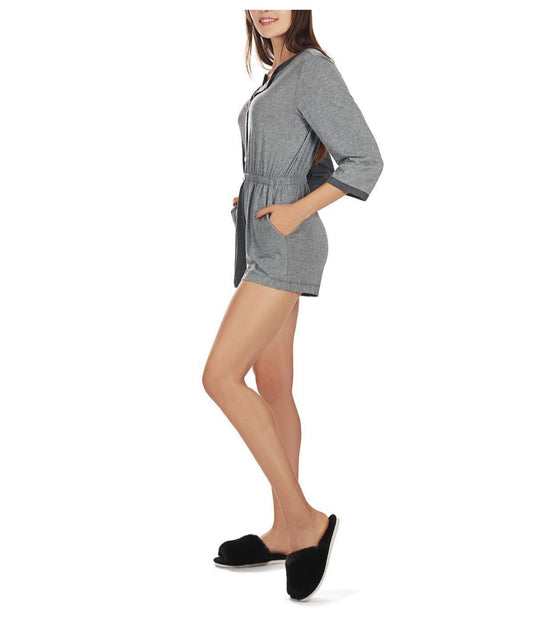 Women's Split Two Tone Modal Fitted Shorts Style Romper Gray Heather