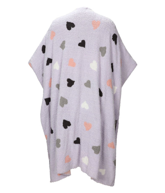 Women's Hearts Cozy Knit Wearable Throw Robe Lavender