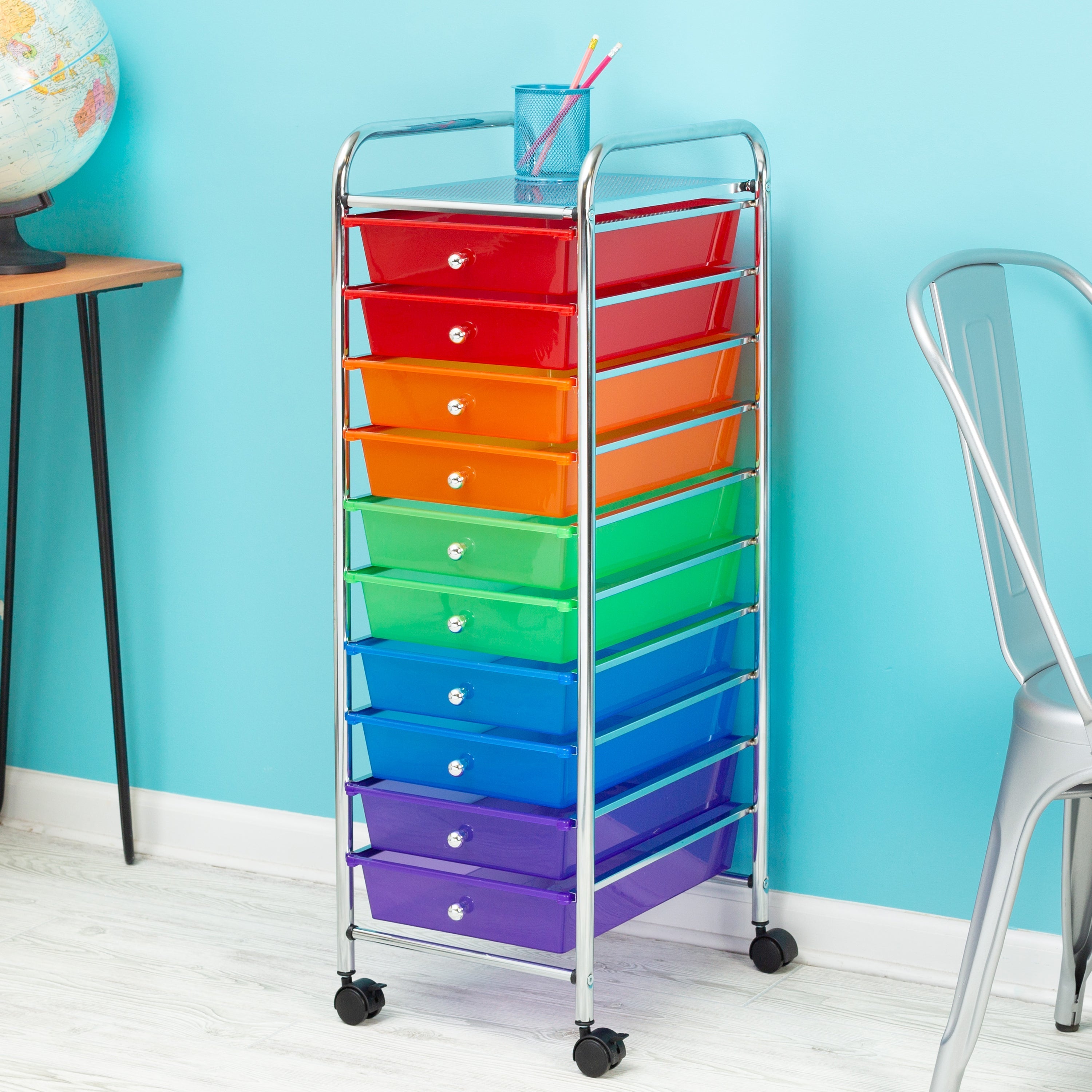  Honey-Can-Do Multi-Color 10-Drawer Rolling Cart - Assorted - Bonton