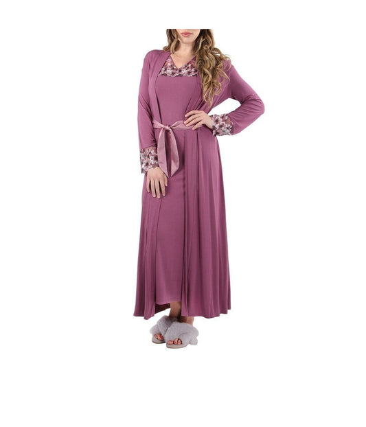 Women's Enchanted Romance Floral Embroidered Full Length Robe Tulipwood
