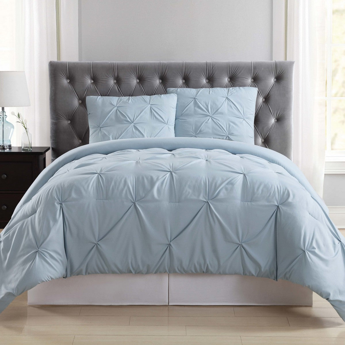  Truly Soft Arrow Pleated Comforter Set Light Blue - Light Blue - Bonton