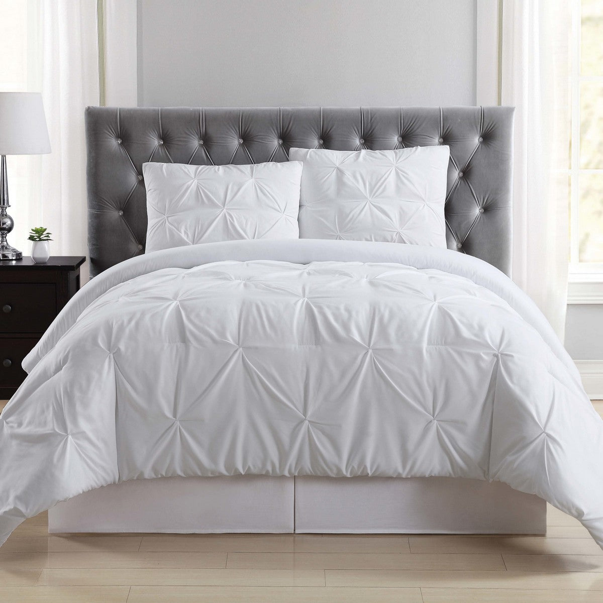  Truly Soft Arrow Pleated Comforter Set White - White - Bonton