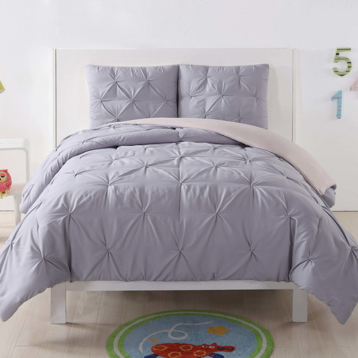  My World Pleated Comforter Set Lavender & Blush - Lavender and Blush - Bonton