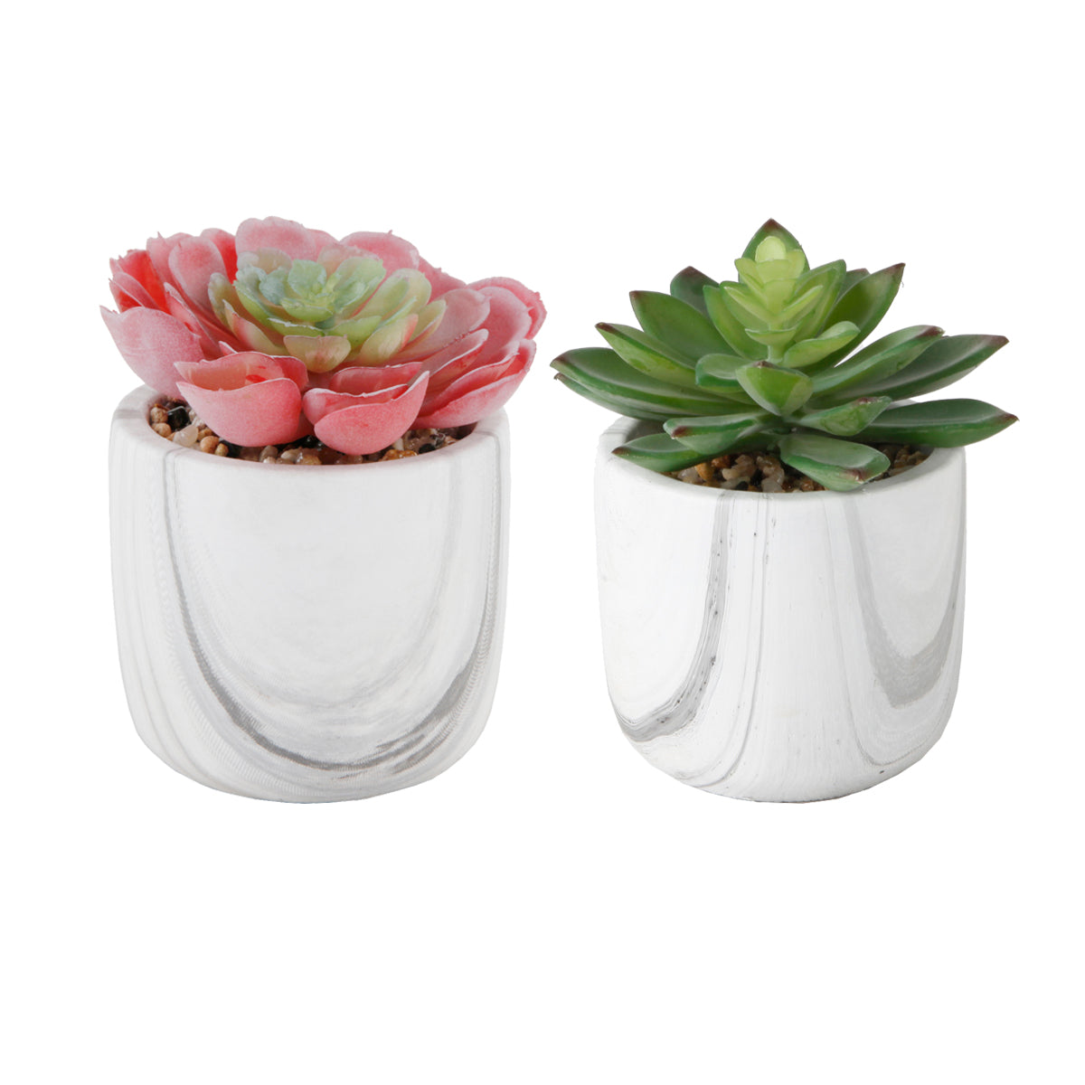  Flora Bunda Ceramic Marble Patterned Mini Pots - White - Bonton