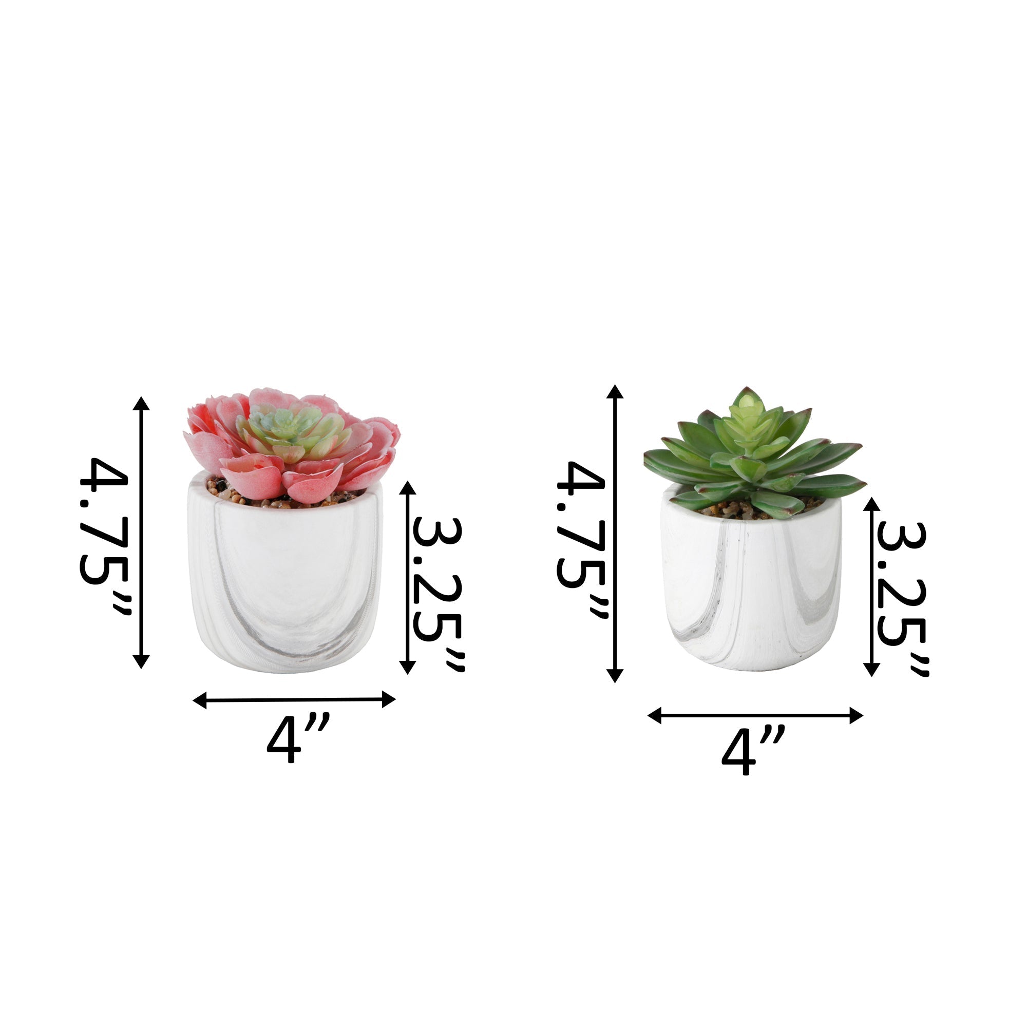  Flora Bunda Ceramic Marble Patterned Mini Pots - White - Bonton