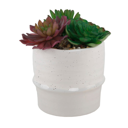 White with Black Speckled Ceramic Planter