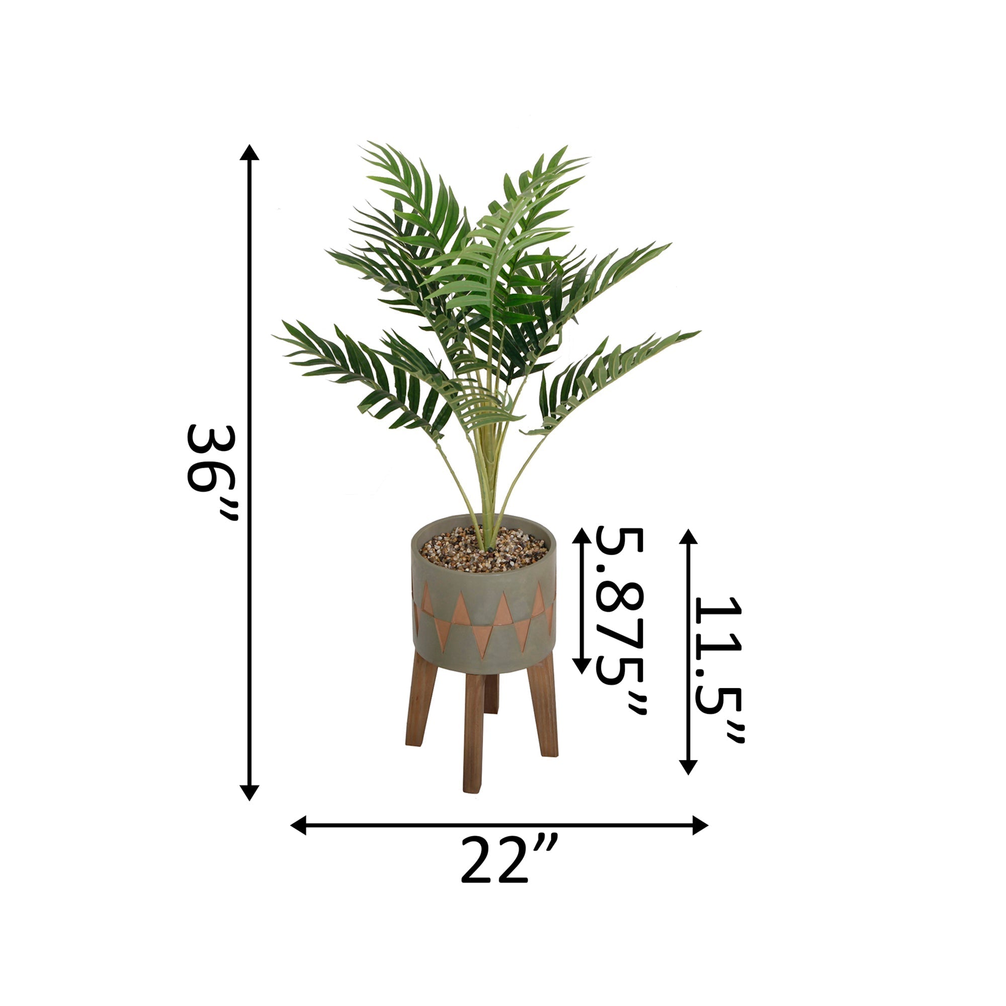  Flora Bunda Olive Palm In Cement Planter - Olive Green - Bonton