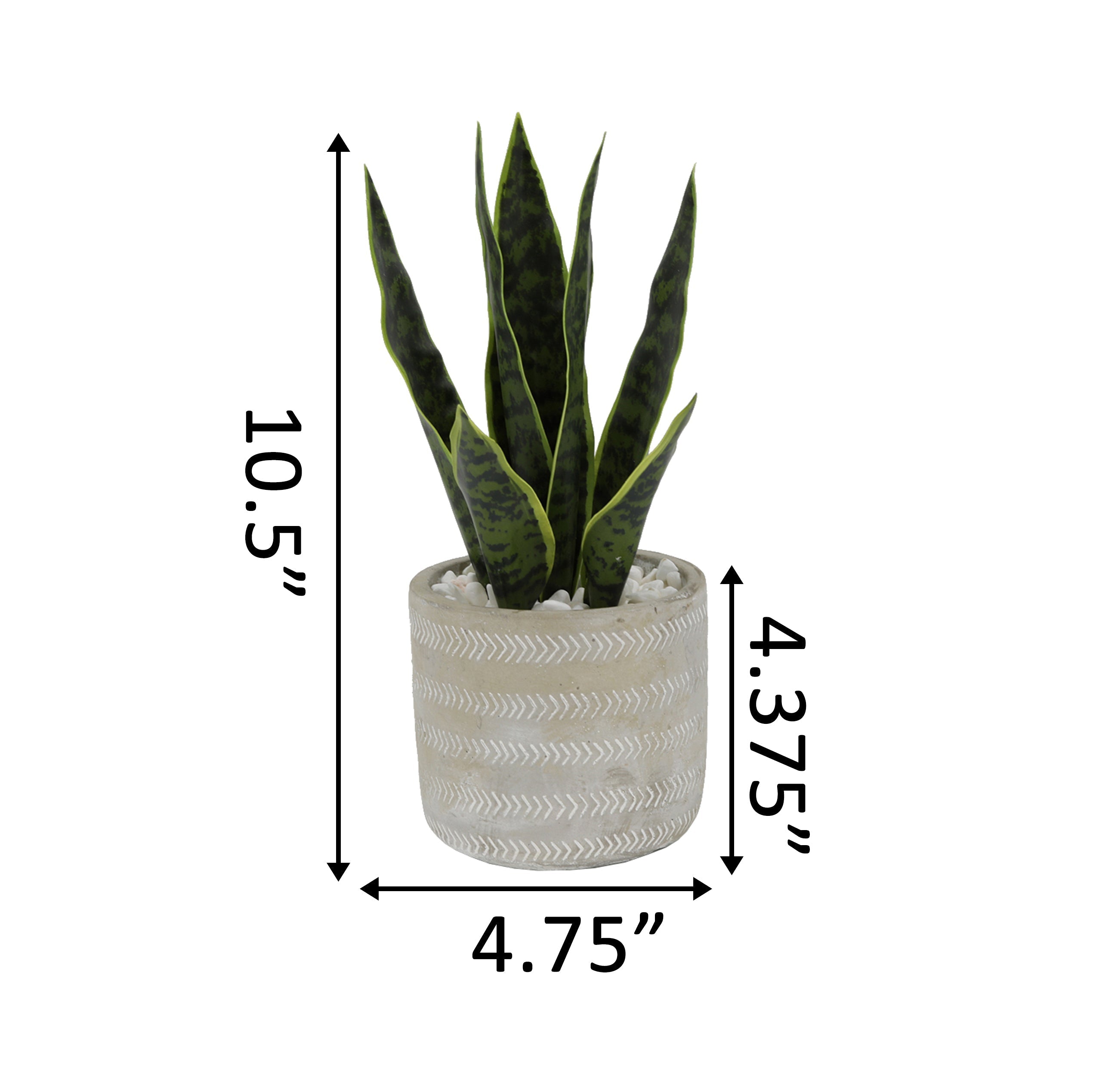  Flora Bunda Faux Snake Plant In Nature Art Pattern Cement Pot - Grey - Bonton