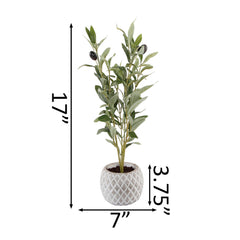 Olive Branch In Diamond Weave Light Grey Cement Pot