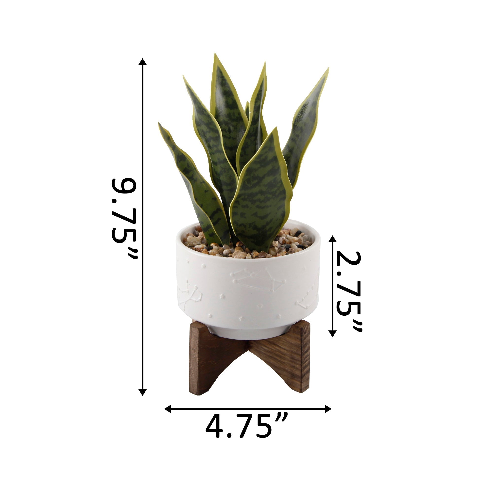  Flora Bunda Faux Snake Plant In Star Constellation Ceramic Pot - Matte White - Bonton