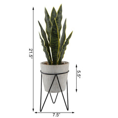 Floor Faux Snake Plant Pot on Metal Stand