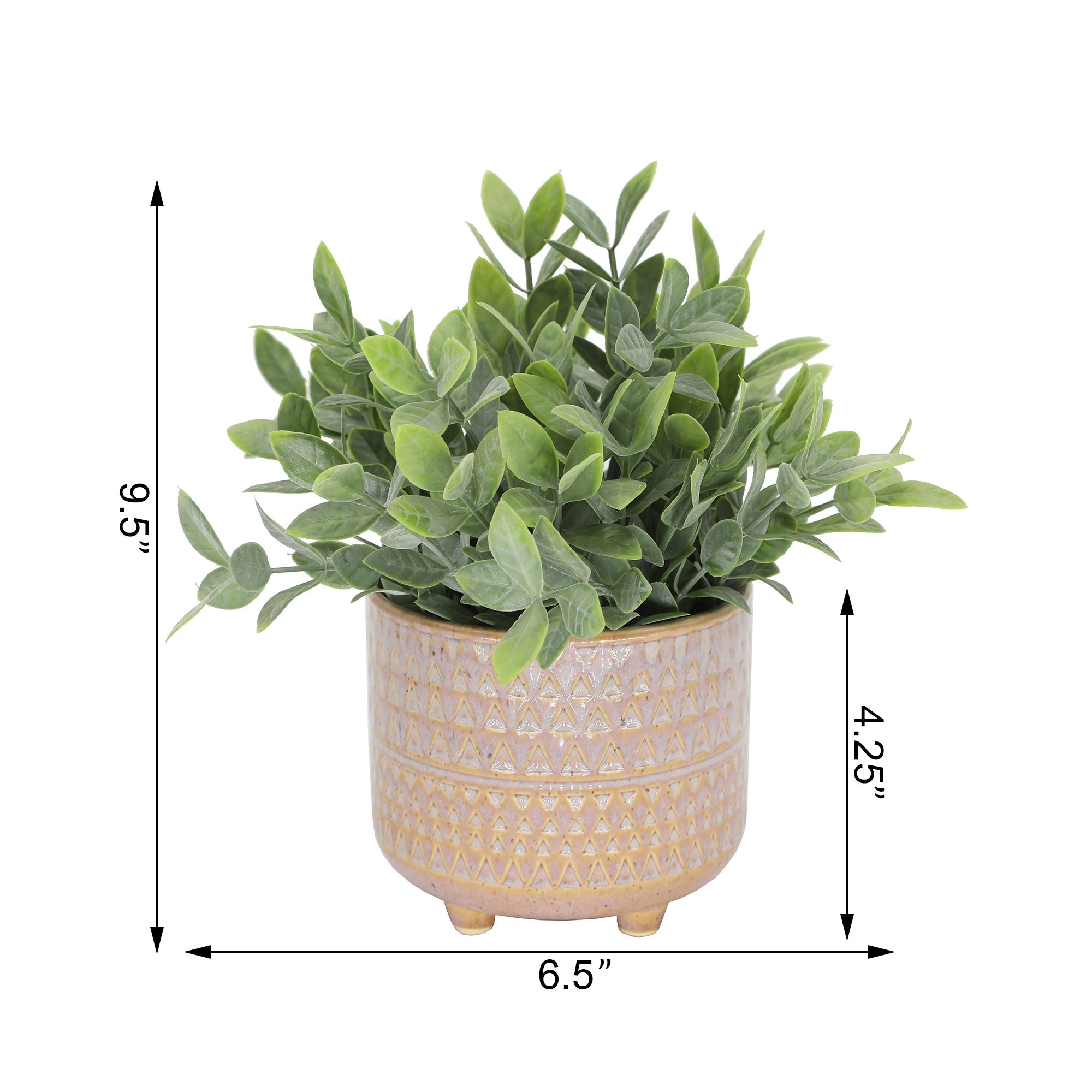  Flora Bunda Tea Leaf In Mauve Triangle Kaleidoscope Pattern Footed Pot - Mauve - Bonton