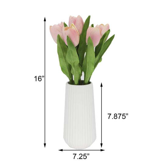 Real-Touch Tulips In Ceramic Vase