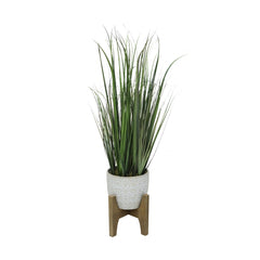 Tall Onion Grass In Cathedral Mosaic Ceramic Pot