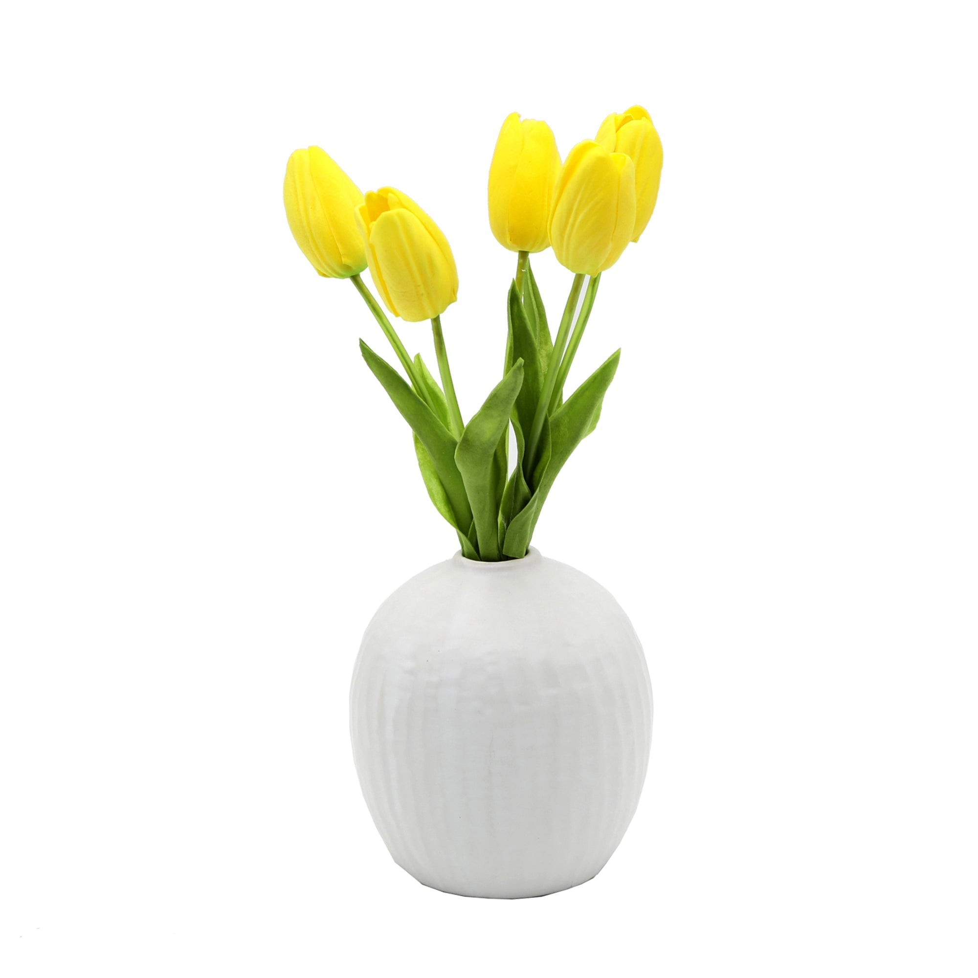  Flora Bunda True to Life Sunshine Yellow Tulips In Vase - Yellow - Bonton