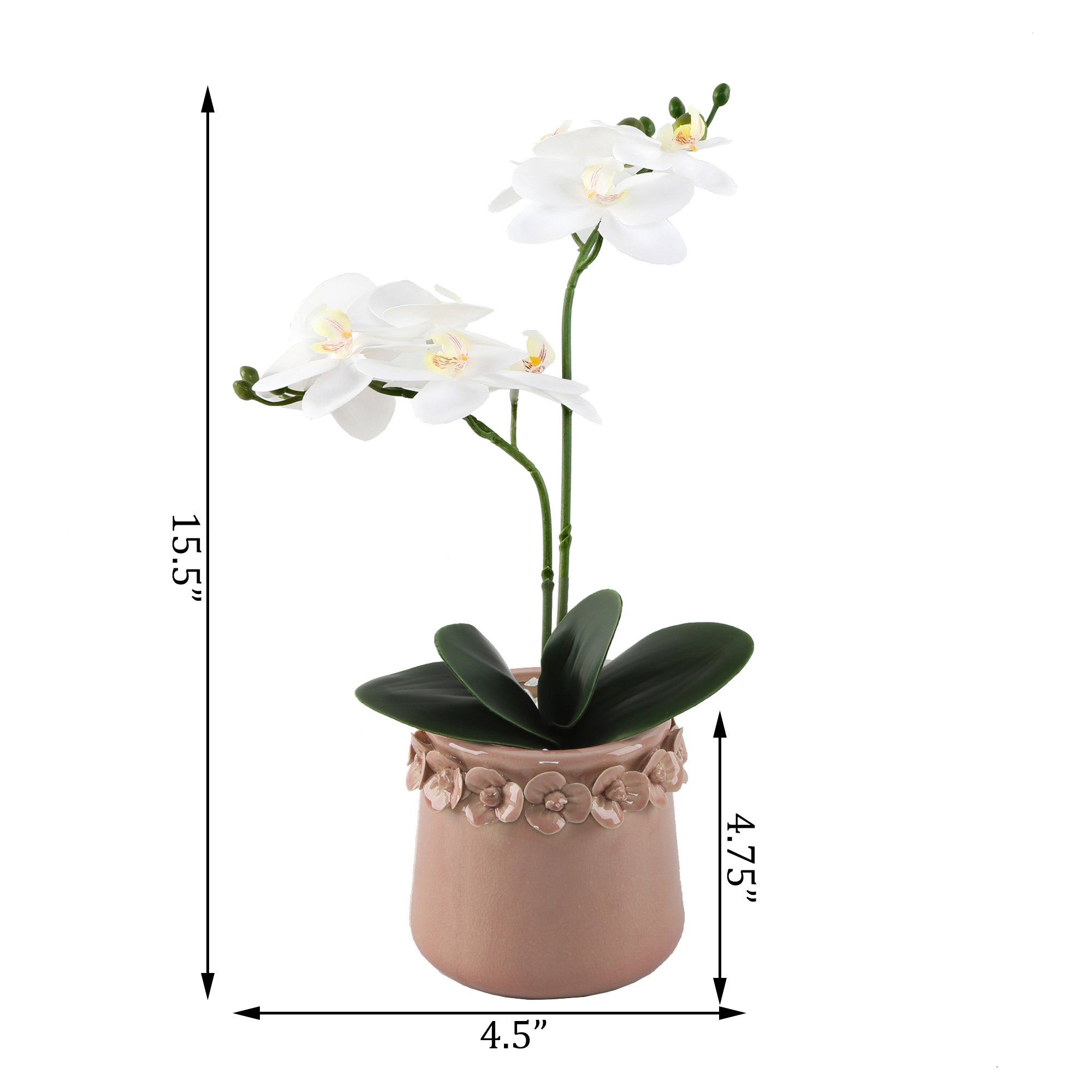  Flora Bunda True to Life Faux Orchids In Mauve Pink Pot - White - Bonton