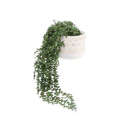 Faux String Of Beads In Gold Line Art Ceramic Planter