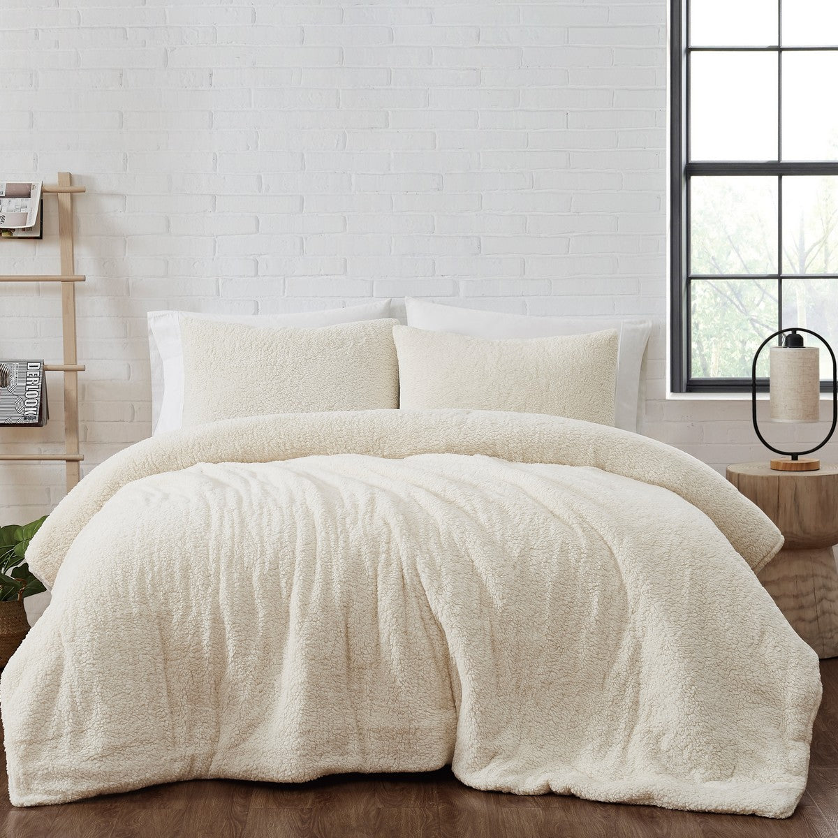  Brooklyn Loom Marshmallow Sherpa Comforter Set - Ivory - Bonton