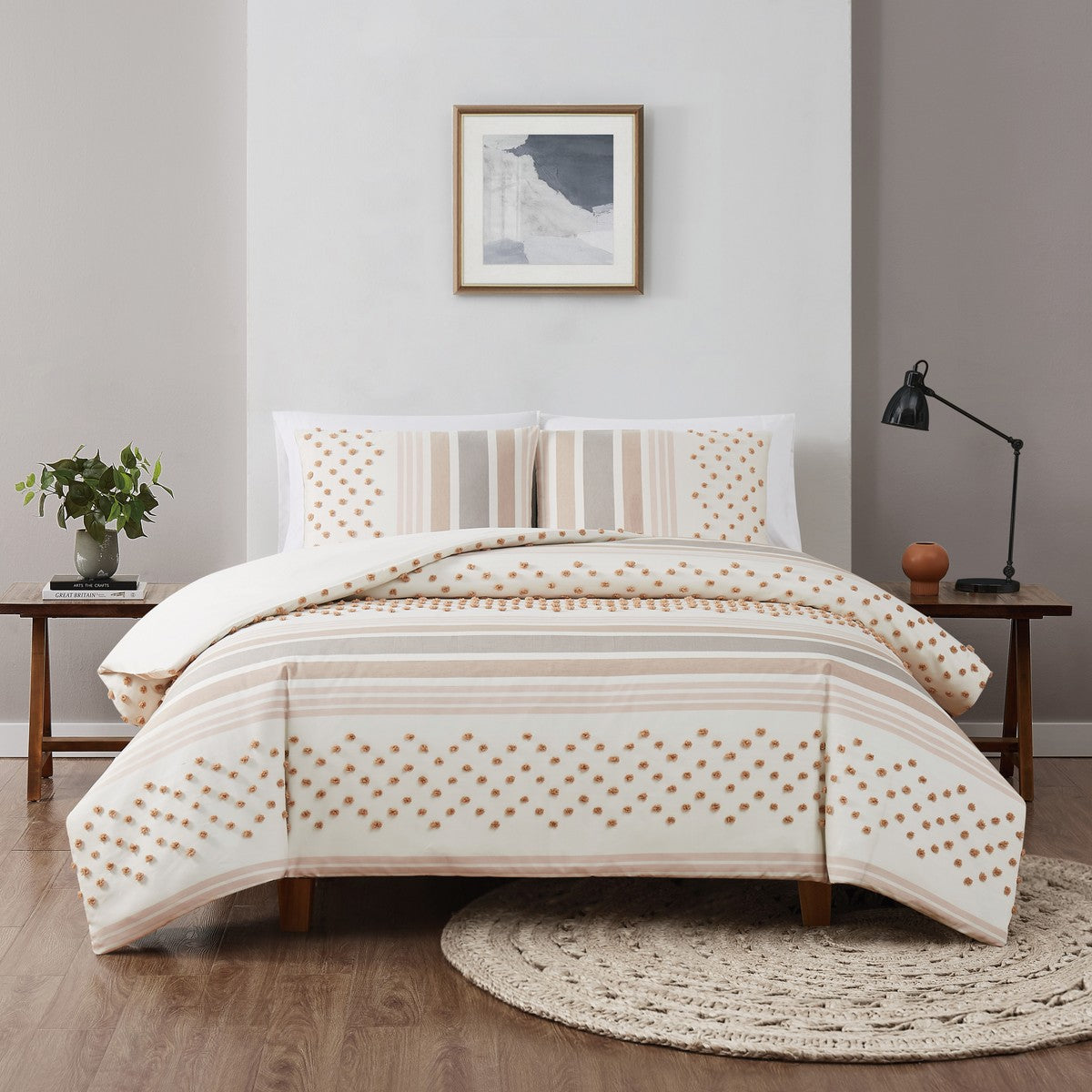  Brooklyn Loom Mia Tufted Texture Comforter Set Neutral - Neutral - Bonton