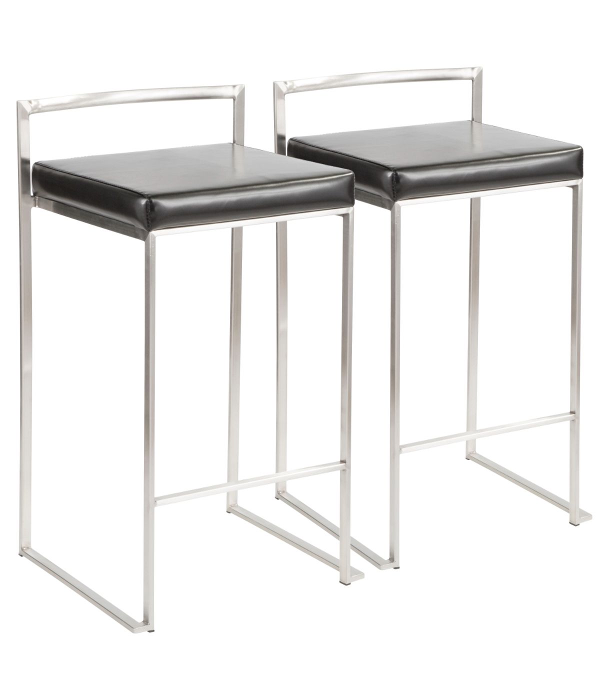  LumiSource Fuji Stacker Counter Stool - Set of 2 Black - Black - Bonton