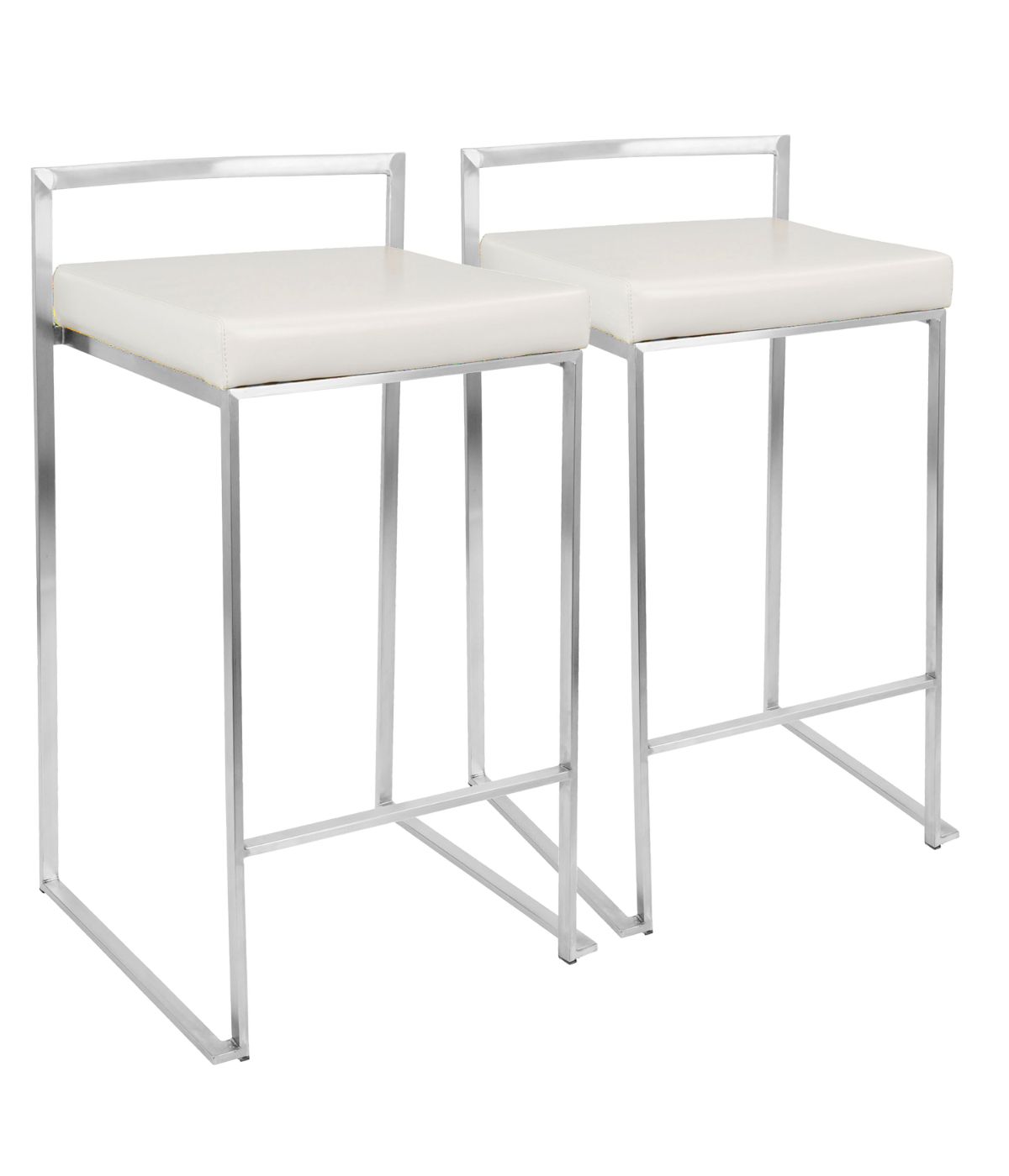  LumiSource Fuji Stacker Counter Stool - Set of 2 White - White - Bonton