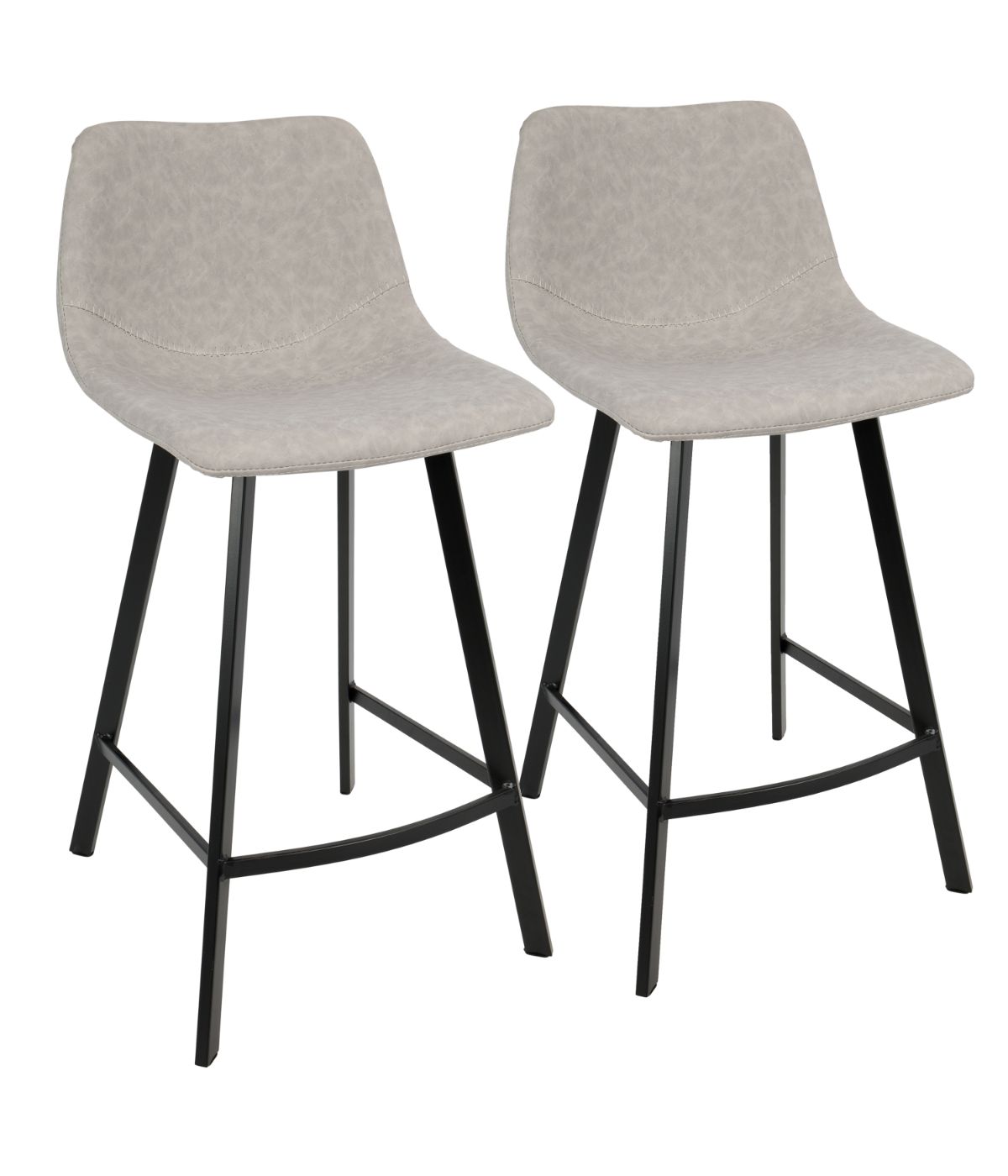  LumiSource Outlaw Counter Stool - Set of 2 Grey & Black - Grey & Black - Bonton