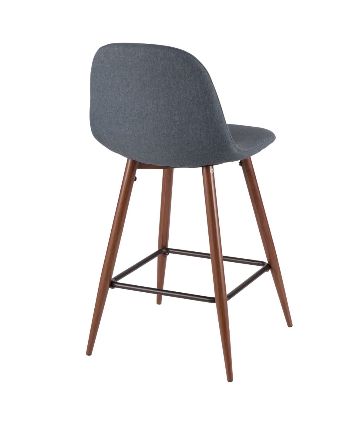  LumiSource Pebble Counter Stool - Set of 2 Walnut & Blue - Walnut & Blue - Bonton