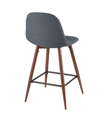 Pebble Counter Stool - Set of 2 Walnut & Blue