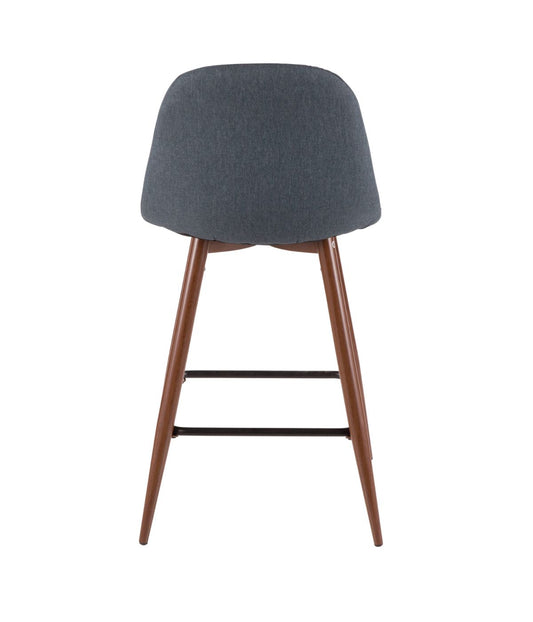 Pebble Counter Stool - Set of 2 Walnut & Blue