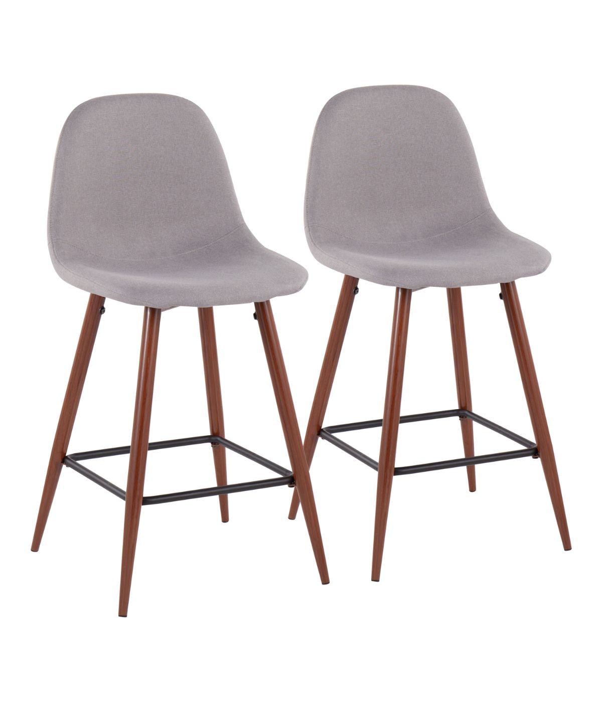  LumiSource Pebble Counter Stool - Set of 2 Walnut & Light Grey - Walnut & Light Grey - Bonton