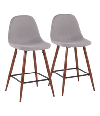 Pebble Counter Stool - Set of 2 Walnut & Light Grey